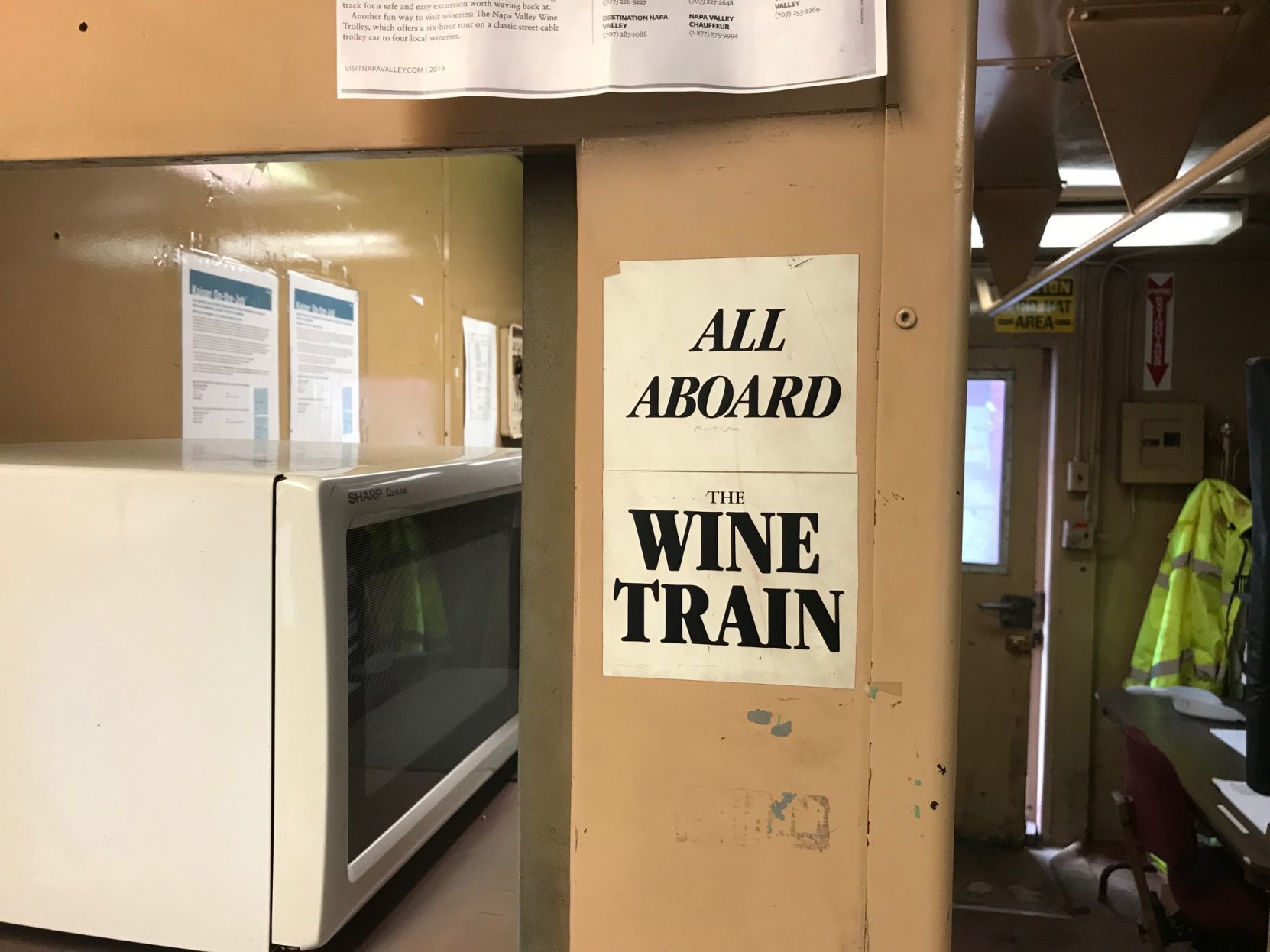 Wine Train staff offices are located inside vintage rail cars.